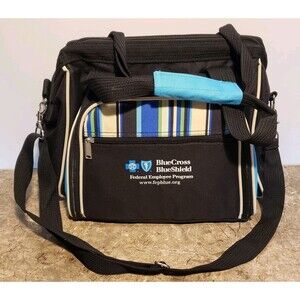 Blue Cross Blue Shield Logo Black Blue Cooler Picnic Tote 11x15x9" Adj. Strap!!